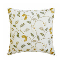 Amber Bloom - White Cotton Throw Pillow Cover