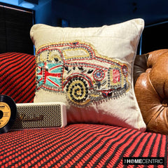 Vinatge Rider - Ecru Velvet Throw Pillow Cover