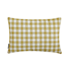 Ochre Cotton Lumbar Pillow Cover - Grid Loom Ochre