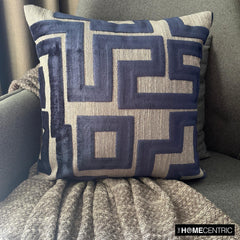 Midnight Maze - Blue Velvet Throw Pillow Cover