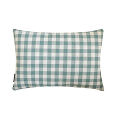 Aqua Cotton Lumbar Pillow Cover - Grid Loom Aqua