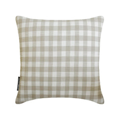 Beige Cotton Throw Pillow Cover - Checkmate Beige