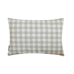 Beige Cotton Lumbar Pillow Cover - Grid Loom Beige