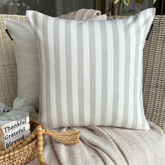 Stripe Plush Beige Throw Pillow Cover