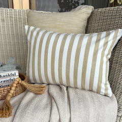 Ochre Cotton Lumbar Pillow Cover - Lush Lines Ochre