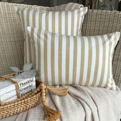 Ochre Cotton Lumbar Pillow Cover - Lush Lines Ochre