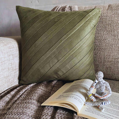 Contemporary Olive - Olive Green Faux Suede Throw Pillow Cover
