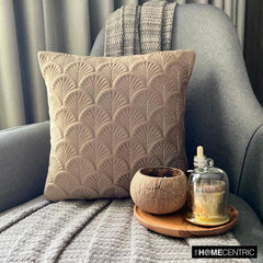 Enchanted Beige - Beige Velvet Throw Pillow Cover