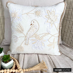 Ava White - White Cotton Linen Throw Pillow Cover