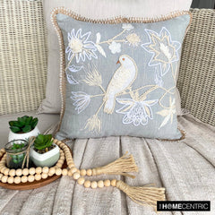 Ava Gray - Gray Cotton Linen Throw Pillow Cover
