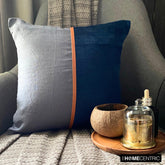 Cozy Cord Blue - Blue Corduroy & Linen Throw Pillow Cover
