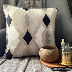 Paternella - Beige Cotton Throw Pillow Cover