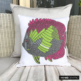 The Fishy Way - White Cotton Linen Throw Pillow Cover