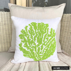 Deep Sea Weeds - Ivory Cotton Linen Throw Pillow Cover