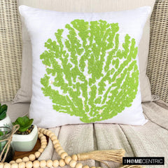 Deep Sea Weeds - Ivory Cotton Linen Throw Pillow Cover