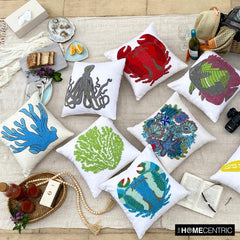 Grey Squid - Gray Cotton Linen Throw Pillow Cover