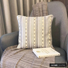Stripe Dream - Grey Velvet Throw Pillow Cover
