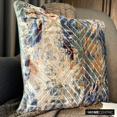 Shaded Graffito - Blue Velvet Throw Pillow Cover