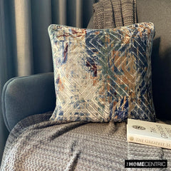 Shaded Graffito - Blue Velvet Throw Pillow Cover