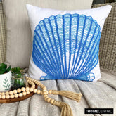 Oyster Bay - Blue Cotton Linen Throw Pillow Cover