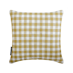 Ochre Cotton Throw Pillow Cover - Checkmate Ochre