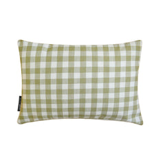 Green Cotton Lumbar Pillow Cover - Grid Loom Green