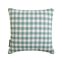 Aqua Cotton Throw Pillow Cover - Checkmate Aqua
