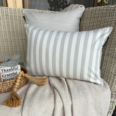 Beige Cotton Lumbar Pillow Cover - Lush Lines Beige