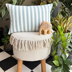 Aqua Cotton Lumbar Pillow Cover - Lush Lines Aqua