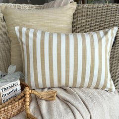 Ochre Cotton Lumbar Pillow Cover - Lush Lines Ochre