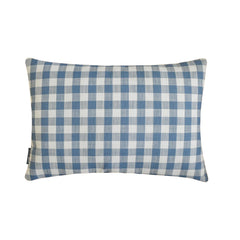 Blue Cotton Lumbar Pillow Cover - Grid Loom Blue