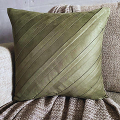 Contemporary Olive - Olive Green Faux Suede Throw Pillow Cover