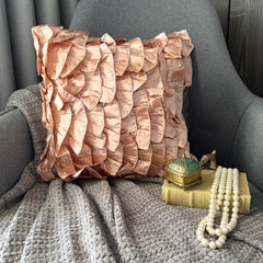 Vintage Peach - Beige Satin Decorative Euro Sham