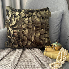 Vintage Olives - Olive Green Satin Throw Pillow Cover