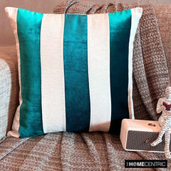 Velvet Band Teal - Teal Blue Velvet Throw Pillow Cover