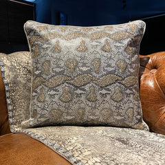 Wild Side - Silver Faux Leather Throw Pillow Cover