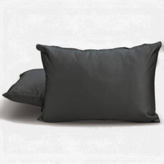 Charcoal Gray Satin Lumbar Pillow Cover Pack of 2 - Charcoal Slub Satin