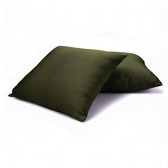 Olive Green Plain Satin Throw Pillow Cover - Dark Olive Green Slub Satin