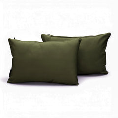 Olive Green Satin Lumbar Pillow Cover Pack of 2 - Olive Green Slub Satin