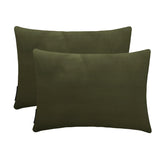 Dark Green Olive Slub Satin Lumbar Pillow Cover