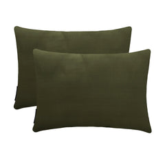 Olive Green Slub Satin Lumbar Pillow Cover