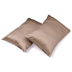 Peach Beige Satin Lumbar Pillow Cover Pack of 2 - Peach Beige Slub Satin