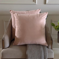 Pastel Peach Plain Velvet Throw Pillow Cover - Pastel Peach Velvet