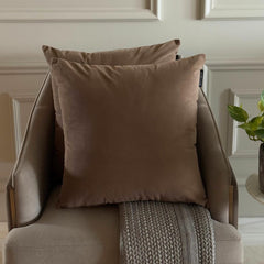 Mocha Brown Plain Velvet Throw Pillow Cover - Mocha Brown Velvet