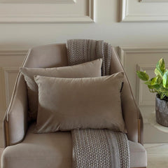 Taupe Velvet Lumbar Pillow Cover Pack of 2 - Taupe Velvet Dream
