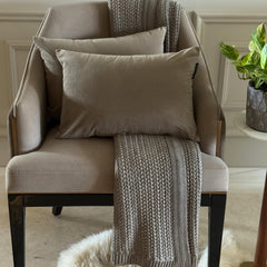 Taupe Velvet Dream Lumbar Pillow Cover