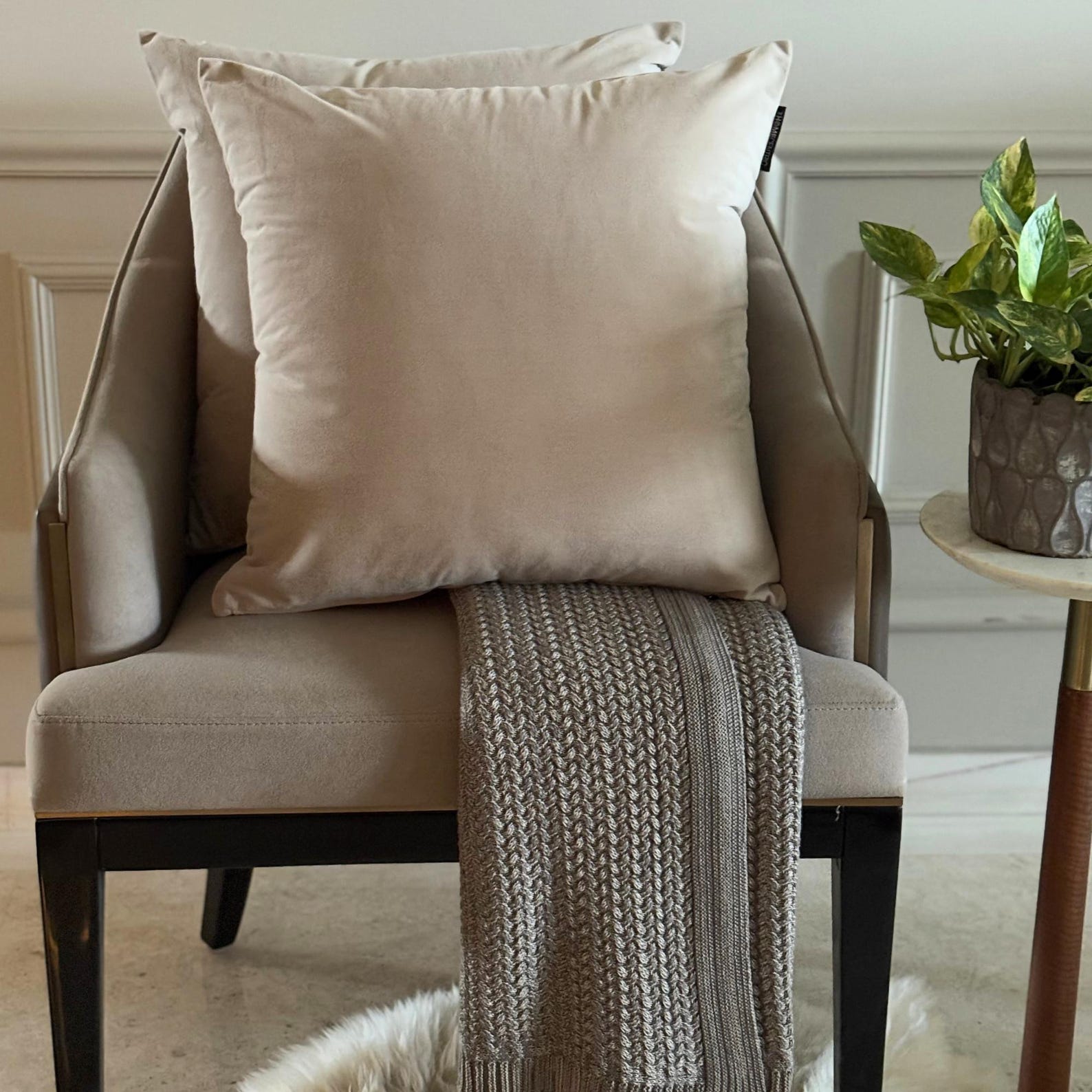 Fawn Velvet Throw Pillow Cover