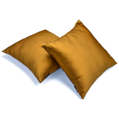 Dark Gold Plain Satin Throw Pillow Cover - Dark Gold Slub Satin