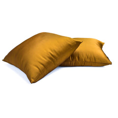 Dark Gold Plain Satin Throw Pillow Cover - Dark Gold Slub Satin