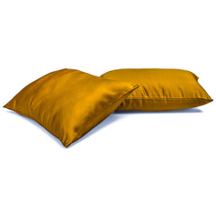 Dark Gold Satin Lumbar Pillow Cover Pack of 2 - Dark Gold Slub Satin